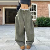 2025秋☆ユニセックス☆シンプル ワイドシルエットフロア丈 カーブデニム | 17kg | 詳細画像1