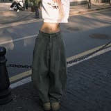 2025秋☆ユニセックス☆シンプル ワイドシルエットフロア丈 カーブデニム | 17kg | 詳細画像17