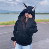 2025秋☆甘辛系ガールズ☆パッチワーク スタッズドーベルマンイヤーフーディー | 17kg | 詳細画像9