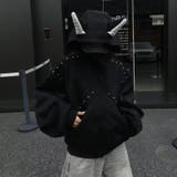 2025秋☆甘辛系ガールズ☆パッチワーク スタッズドーベルマンイヤーフーディー | 17kg | 詳細画像16