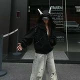 2025秋☆甘辛系ガールズ☆パッチワーク スタッズドーベルマンイヤーフーディー | 17kg | 詳細画像29