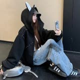 2025秋☆甘辛系ガールズ☆パッチワーク スタッズドーベルマンイヤーフーディー | 17kg | 詳細画像40