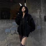 2025秋☆甘辛系ガールズ☆パッチワーク スタッズドーベルマンイヤーフーディー | 17kg | 詳細画像7