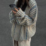 2025秋☆ユニセックス☆ニット セーター ボーダー配色 ゆったりトップス | 17kg | 詳細画像1 