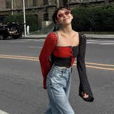 2025秋☆甘辛系ガールズ☆ノースリーブ薄手ニット メッシュ風カーディガン | 17kg | 詳細画像4 