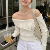 2025秋☆甘辛系ガールズ☆ニットトップス アシンメトリー 肩開きデザイン | 17kg | 詳細画像2