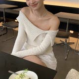 2025秋☆甘辛系ガールズ☆ニットトップス アシンメトリー 肩開きデザイン | 17kg | 詳細画像3