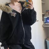 2025秋☆ユニセックス☆パーカー 刺繍入りボア襟 ジップアップアウター | 17kg | 詳細画像1 