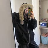 2025秋☆ユニセックス☆パーカー 刺繍入りボア襟 ジップアップアウター | 17kg | 詳細画像4 