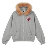 グレー | 2025秋☆ユニセックス☆パーカー 刺繍入りボア襟 ジップアップアウター | 17kg