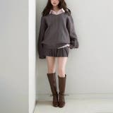 甘辛系ガールズ☆Vネックセーター重ね着ストライプシャツプリーツスカート | 17kg | 詳細画像4 