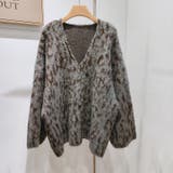 グレー | 甘辛系ガールズ☆Vネックレオパード柄ニットカーディガン | 17kg