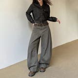 ユニセックス☆ワイドシルエットブーツカットデニムパンツ | 17kg | 詳細画像1 