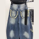 ユニセックス☆ロゴプリントダメージワイドデニムパンツ | 17kg | 詳細画像13