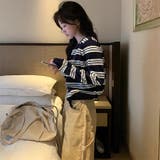 甘辛系ガールズ☆クルーネック配色ボーダー長袖ウール混ニットカーディガン | 17kg | 詳細画像23