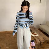 甘辛系ガールズ☆クルーネック配色ボーダー長袖ウール混ニットカーディガン | 17kg | 詳細画像25