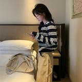 甘辛系ガールズ☆クルーネック配色ボーダー長袖ウール混ニットカーディガン | 17kg | 詳細画像3