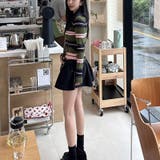 甘辛系ガールズ☆魅力的で大人可愛い配色ストライプ襟付きショートニットジャケット | 17kg | 詳細画像11