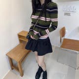 甘辛系ガールズ☆魅力的で大人可愛い配色ストライプ襟付きショートニットジャケット | 17kg | 詳細画像3