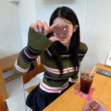 甘辛系ガールズ☆魅力的で大人可愛い配色ストライプ襟付きショートニットジャケット | 17kg | 詳細画像24