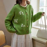 甘辛系ガールズ☆細見え重刺繍クルーネックウールニットカーディガン | 17kg | 詳細画像3