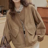 甘辛系ガールズ☆ポケット付き重ね着風 ウォッシュデニムワークジャケット | 17kg | 詳細画像1 