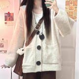 ホワイト | ゆるカワコーデ☆グレーショート丈 ニットカーディガン | 17kg