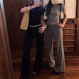 ゆるカワコーデ☆ニットパンツ 美脚効果薄手ワイドフレアパンツ | 17kg | 詳細画像15