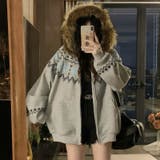 ゆるカワコーデ☆フェアアイル柄プリントフード付き裏起毛スウェット | 17kg | 詳細画像3