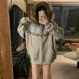 ゆるカワコーデ☆フェアアイル柄プリントフード付き裏起毛スウェット | 17kg | 詳細画像25