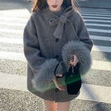 ゆるカワコーデ☆グレーウールコートミドル丈蝶結びケープコート | 17kg | 詳細画像8