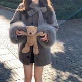 ゆるカワコーデ☆グレーウールコートミドル丈蝶結びケープコート | 17kg | 詳細画像11