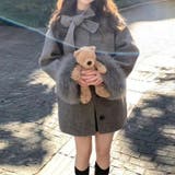 ゆるカワコーデ☆グレーウールコートミドル丈蝶結びケープコート | 17kg | 詳細画像13