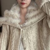 甘辛系ガールズ☆ニットカーディガンふんわり厚手ファーカラー付きアウター | 17kg | 詳細画像2