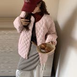 ライトピンク | ゆるカワコーデ☆菱形キルティング中綿ジャケット | 17kg