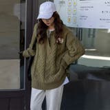 ゆるカワコーデ☆ミディ丈 レトロ編みVネックセーター | 17kg | 詳細画像10 