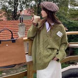 ゆるカワコーデ☆ミディ丈 レトロ編みVネックセーター | 17kg | 詳細画像2 