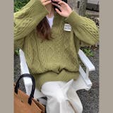 ゆるカワコーデ☆ミディ丈 レトロ編みVネックセーター | 17kg | 詳細画像16 
