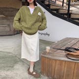 ゆるカワコーデ☆ミディ丈 レトロ編みVネックセーター | 17kg | 詳細画像19 
