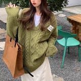 ゆるカワコーデ☆ミディ丈 レトロ編みVネックセーター | 17kg | 詳細画像6 