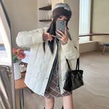 ホワイト | ユニセックス☆デニム襟切替 中綿ショートジャケット | 17kg
