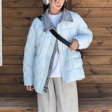 ブルー | ユニセックス☆デニム襟切替 中綿ショートジャケット | 17kg