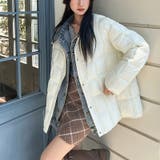ユニセックス☆デニム襟切替 中綿ショートジャケット | 17kg | 詳細画像3