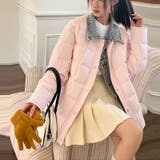 ピンク | ユニセックス☆デニム襟切替 中綿ショートジャケット | 17kg