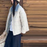 ユニセックス☆デニム襟切替 中綿ショートジャケット | 17kg | 詳細画像17