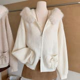 ゆるカワコーデ☆ファー襟付きニットカーディガン ゆったりフードアウター | 17kg | 詳細画像2