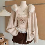 ゆるカワコーデ☆ファー襟付きニットカーディガン ゆったりフードアウター | 17kg | 詳細画像6