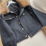 甘辛系ガールズ☆デニムジャケット フェイクファー襟付き裏起毛アウター | 17kg | 詳細画像11