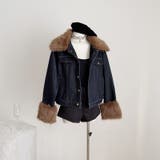 甘辛系ガールズ☆デニムジャケット フェイクファー襟付き裏起毛アウター | 17kg | 詳細画像6