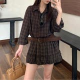 甘辛系ガールズ☆チェックシャツ+ショートパンツ ゆるカジュアルセットアップ | 17kg | 詳細画像5